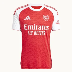 Arsenal Home Kit 25/26, front view with red body, white sleeves, and crew neck collar.