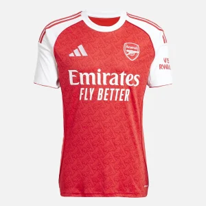 Arsenal Home Kit 25/26, front view with red body, white sleeves, and crew neck collar.