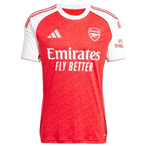 Arsenal Home Kit 25/26, front view with red body, white sleeves, and crew neck collar.