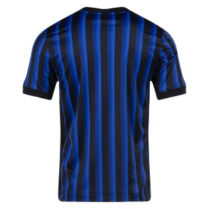 Inter Milan Home Kit 25/26 back, black and blue stripes with turquoise details, crew neck collar.