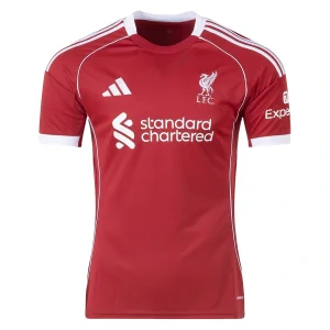 Liverpool Home Kit 25/26 in Strawberry Red with white logos