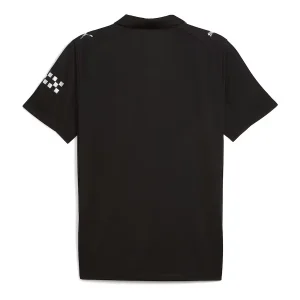 Manchester City Away Kit 25/26, back view, blank jersey in black with polo collar.