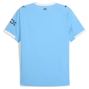 Manchester City Home Kit 25/26, back view, blank jersey in Team Light Blue with crew neck collar.