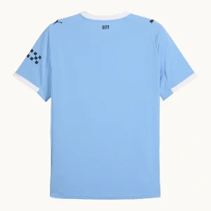 Manchester City Home Kit 25/26, back view, blank jersey in Team Light Blue with crew neck collar.