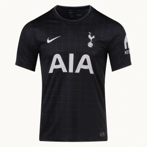 Front view of Tottenham Hotspur Away Kit 25/26, black jersey with crew neck collar and short sleeves.